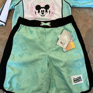 Disney water shorts and rash guard